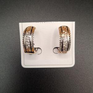 Elegant Gold and Silver Patterned Earrings